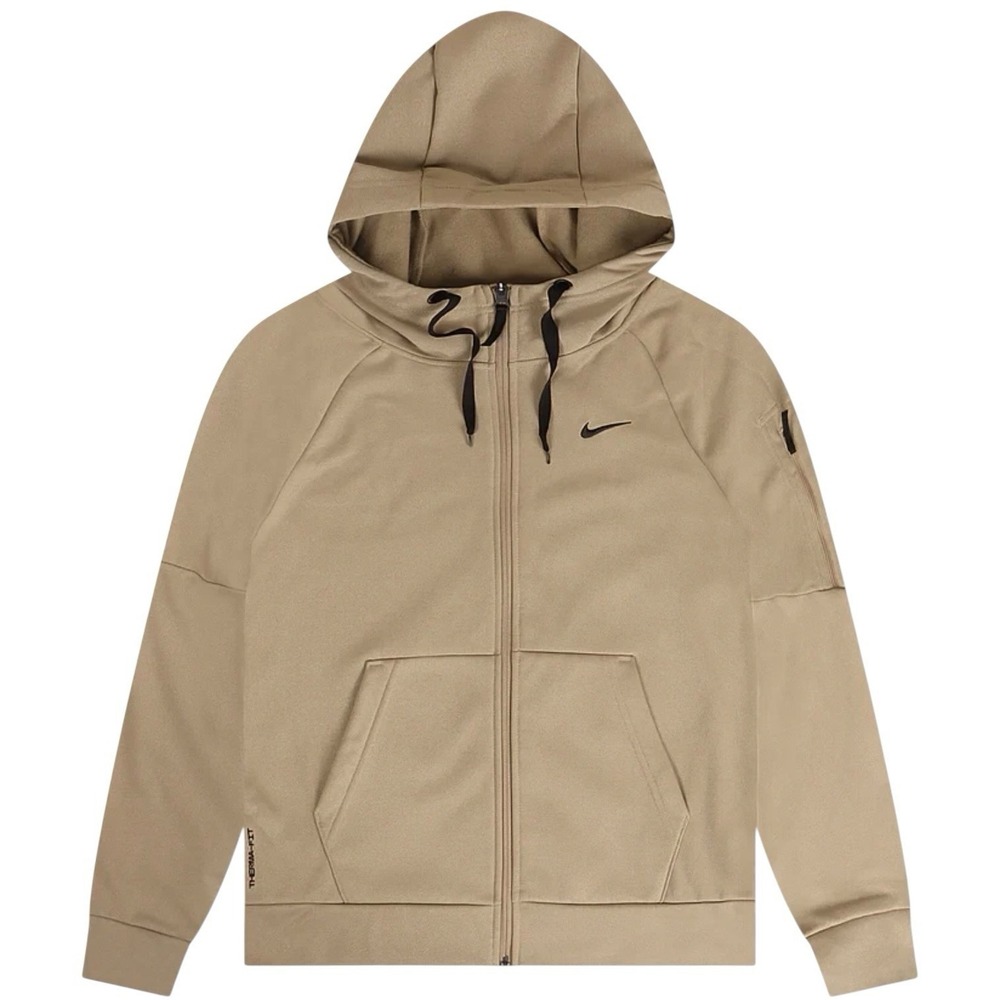 Nike Therma Fit Full Zip Hoodie Khaki Black Size XXL Training Outdoor Gymwear - Picture 3 of 5